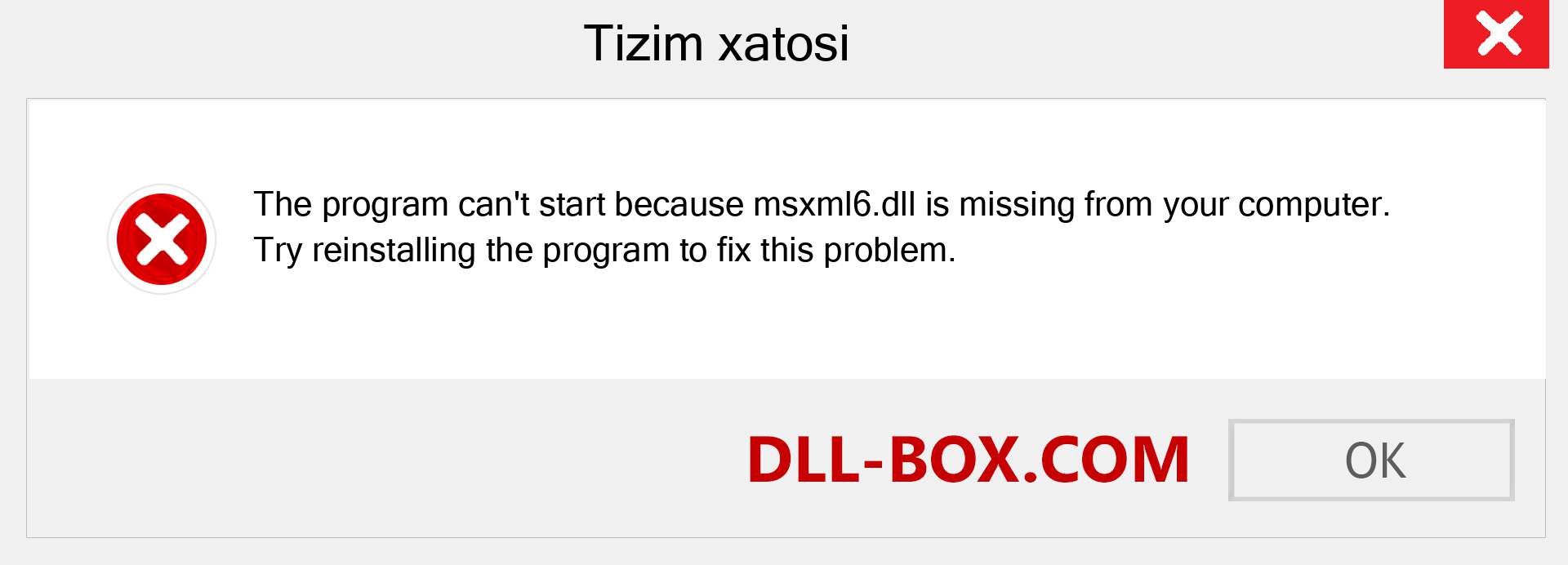 msxml6.dll fayli yo'qolganmi?. Windows 7, 8, 10 uchun yuklab olish - Windowsda msxml6 dll etishmayotgan xatoni tuzating, rasmlar, rasmlar